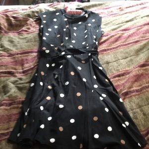 ANN TAYLOR Factory belted polka dot flare dress